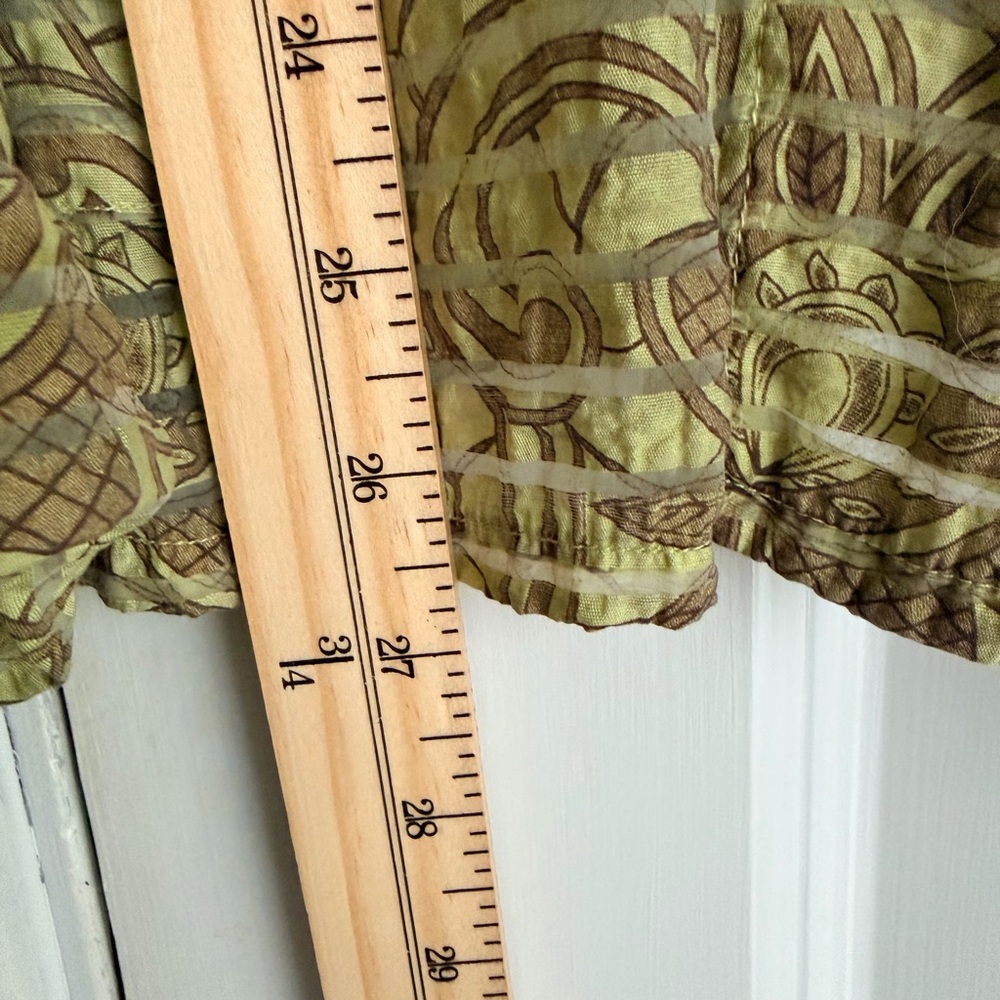 FOCUS Sheer Crinkle Long-Sleeve Sage Green Print Button Overblouse Jacket Sz XL - Picture 5 of 6